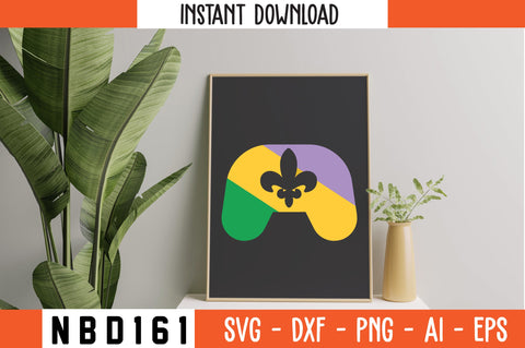 DISTRESSED VIDEO GAME CONTROLLER MARDI GRAS Svg Design SVG Nbd161 