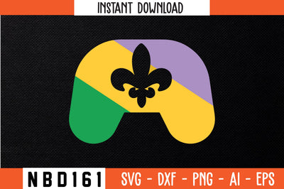 DISTRESSED VIDEO GAME CONTROLLER MARDI GRAS Svg Design SVG Nbd161 