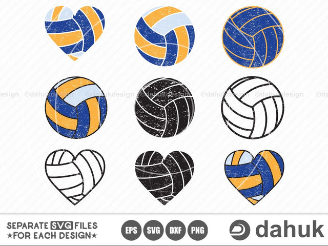 Distressed Volleyball Svg, Volleyball Heart Svg, Svg, Eps, Dxf, Png, digital art,clipart SVG dahukdesign 