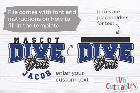 Dive svg - Dive Dad Template 002 - svg - dxf - eps - png - Cut File - Silhouette - Cricut - Digital Download SVG Svg Cuttables 