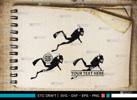 Divers Monogram, Divers Silhouette, Divers SVG, Scuba Diving Svg, Scuba Diver Svg, Sport Svg, Diving Svg, SB00025 SVG ETC Craft 