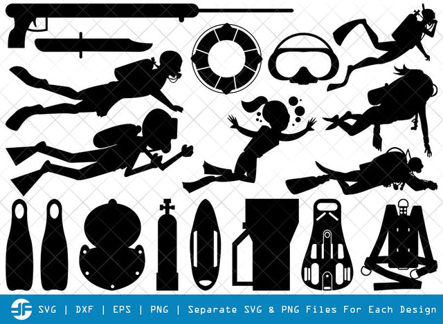 Divers SVG Cut Files | Scuba Diving SVG | Silhouette Bundle SVG ETC Craft 