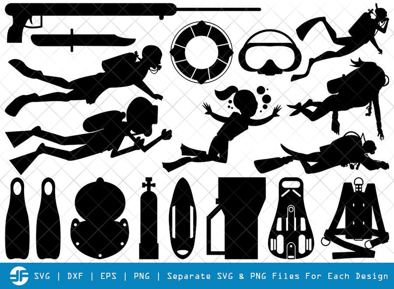 Divers SVG Cut Files | Scuba Diving SVG | Silhouette Bundle SVG ETC Craft 