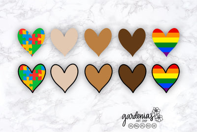Diverse Skin Tone Hearts SVG Clip Art Design SVG Gardenias Art Shop 