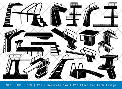 Diving Board SVG, Diving Board Silhouette, Swimming Pool Svg, Pool Svg, Pool Stairs Svg, Pool Steps Svg, Diving Board Bundle SVG ETC Craft 