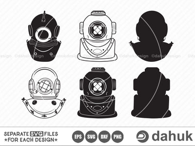 Diving Helmet svg, Diving helmet Silhouette, Diving Helmet Clipart, Cut file, for silhouette, Clip art, Cricut design space, vinyl cut files SVG dahukdesign 