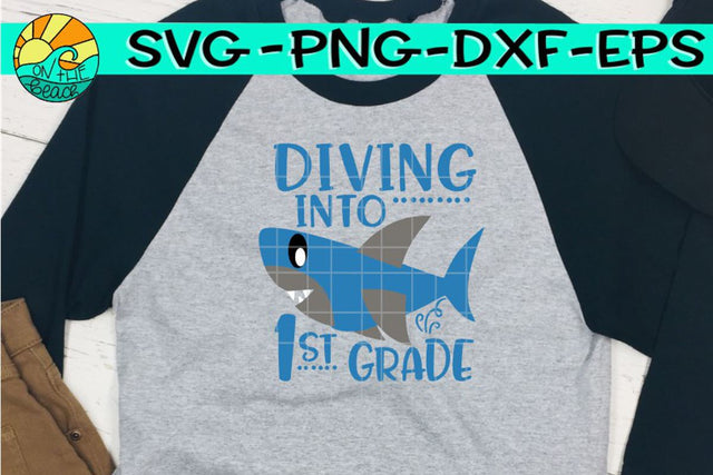 Diving Into First Grade - Shark - SVG PNG EPS DXF SVG On the Beach Boutique 