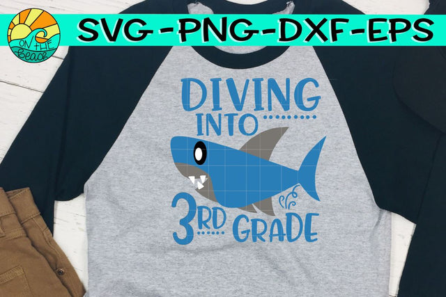 Diving Into Third Grade - Shark - SVG PNG EPS DXF SVG On the Beach Boutique 