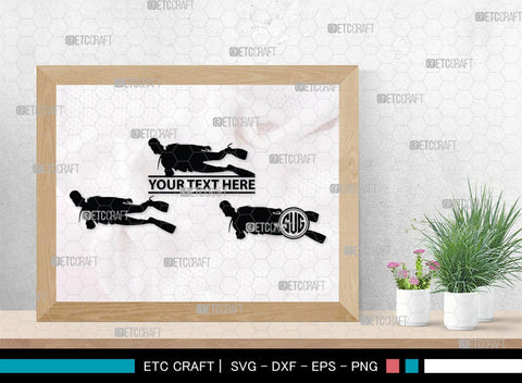 Diving Monogram, Diving Silhouette, Scuba Diving Svg, Diver Svg, Sports Svg, Swimming Pool Svg, SB00116 SVG ETC Craft 