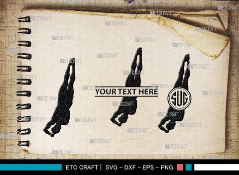 Diving Monogram, Diving Silhouette, Scuba Diving Svg, Diver Svg, Sports Svg, Swimming Pool Svg, SB00116 SVG ETC Craft 