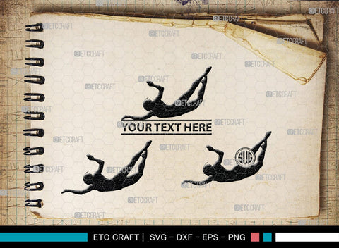 Diving Monogram, Diving Silhouette, Scuba Diving Svg, Diver Svg, Sports Svg, Swimming Pool Svg, SB00116 SVG ETC Craft 