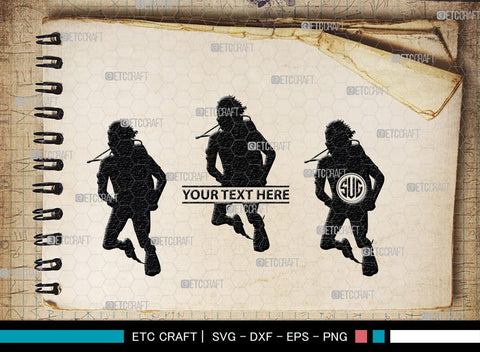 Diving Monogram, Diving Silhouette, Scuba Diving Svg, Diver Svg, Sports Svg, Swimming Pool Svg, SB00116 SVG ETC Craft 