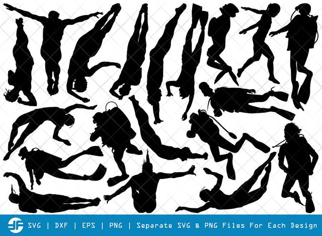 Diving SVG Cut Files | Diving Women Silhouette Bundle SVG ETC Craft 