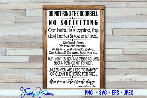 Do Not Ring The Doorbell SVG Family Creations 