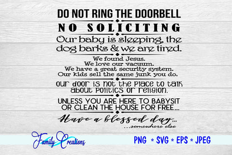 Do Not Ring The Doorbell SVG Family Creations 