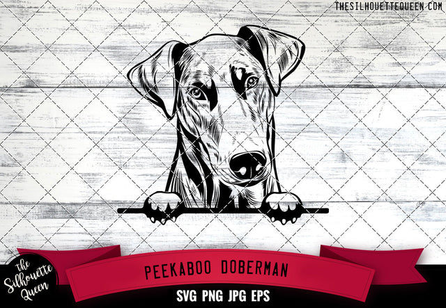 Doberman Peek A Boo | Peekaboo | Peeking Dog Face SVG for Glowforge, Cricut, Laser, Silhouette, Scan n cut files SVG Loveleen Kaur 