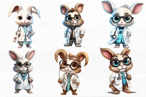 Doctor Bunny Cute Clipart Bundle Sublimation Regulrcrative 