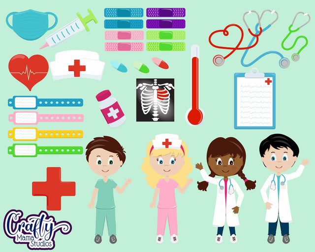 Doctor Clipart - Nurse Svg - Hospital Clip Art - Nursing - Essential Worker SVG Crafty Mama Studios 