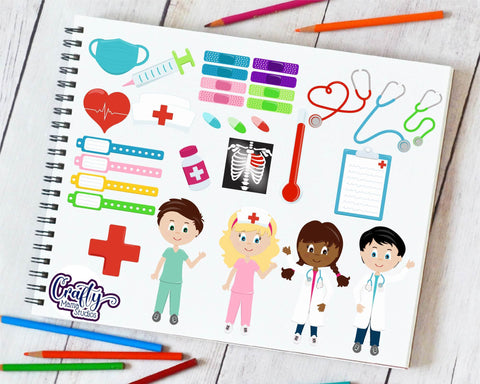 Doctor Clipart - Nurse Svg - Hospital Clip Art - Nursing - Essential Worker SVG Crafty Mama Studios 