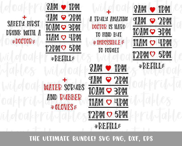 doctor water bottle tracker svgs, doctor water tracker svg, heart water tracker svg, water bottle tracker clipart, doctor drink your water SVG WildOakSVG 