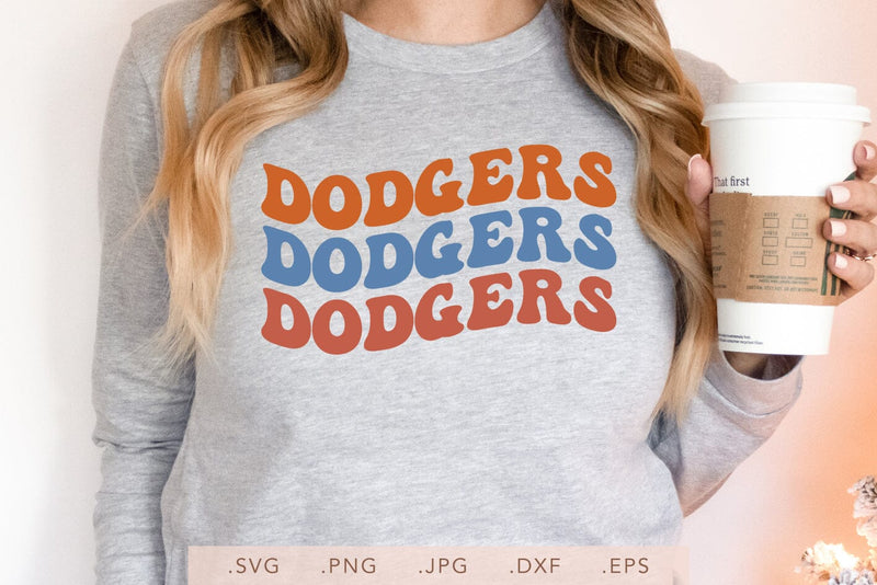 Dodgers Groovy Vintage Wavy Design SVG DXF JPG PNG EPS | School Team Spirit | Team Shirt Sublimation SVG Nanda Bayu 