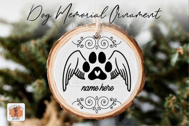 Dog Angel Wings Memorial Ornament SVG Christmas Dog Paw SVG OrangeBrushStudio 