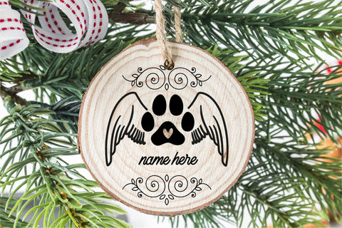 Dog Angel Wings Memorial Ornament SVG Christmas Dog Paw SVG OrangeBrushStudio 