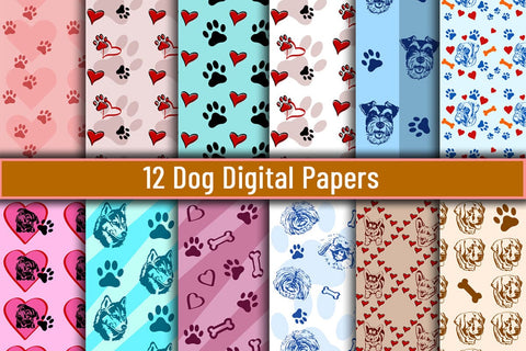 Dog Background Digital Papers Puppy Paw JPG Digital Pattern nikola 