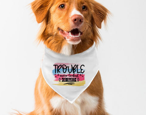 Dog Bandana Sublimation Designs Bundle, 6 Dog Bandana PNG Files, Trouble Never Looked So Sweet PNG, I Always Have Time For Treats PNG, I Woof You PNG Sublimation HappyDesignStudio 