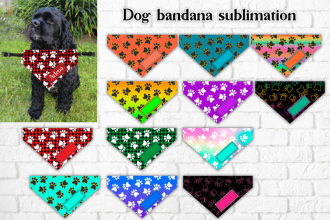 Dog bandana sublimation | Pet paws design bundle Sublimation Svetana Studio 