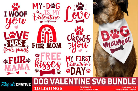 Dog Bandana Valentine’s Day SVG Bundle SVG Regulrcrative 
