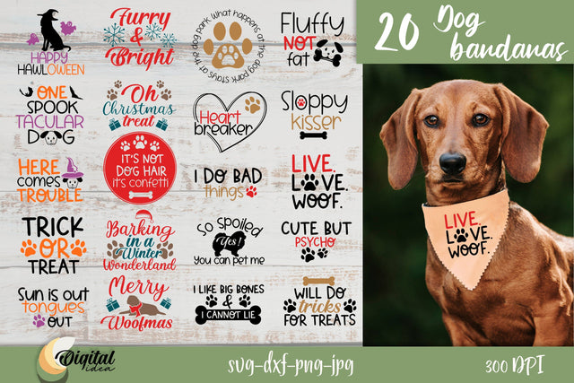 Dog Bandanas Bundle. Dog Ornaments SVG. Funny Quote SVG. SVG Evgenyia Guschina 