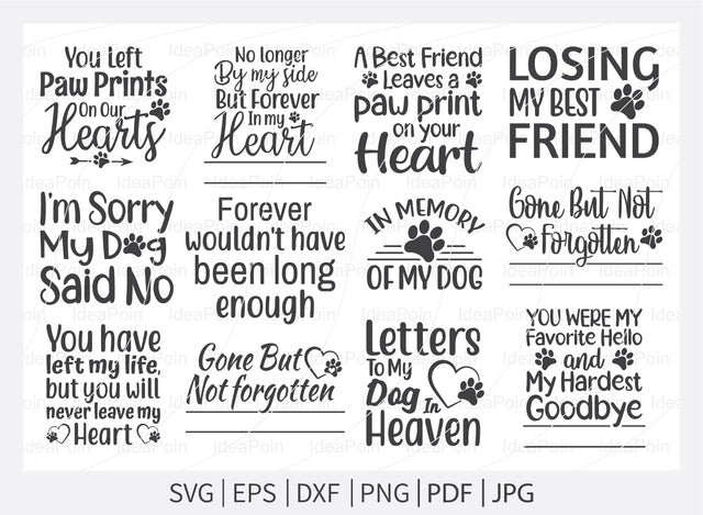 Dog Bereavement Bundle, Dog Bereavement Svg, Pet Dog Memorial SVG, Paw Print SVG, Dog Memorial SVG, Memorial Pet Svg, Pet Loss svg, Dog Los SVG Dinvect 