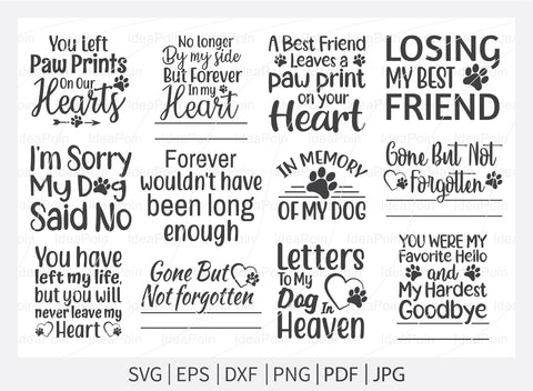 Dog Bereavement Bundle, Dog Bereavement Svg, Pet Dog Memorial SVG, Paw Print SVG, Dog Memorial SVG, Memorial Pet Svg, Pet Loss svg, Dog Los SVG Dinvect 