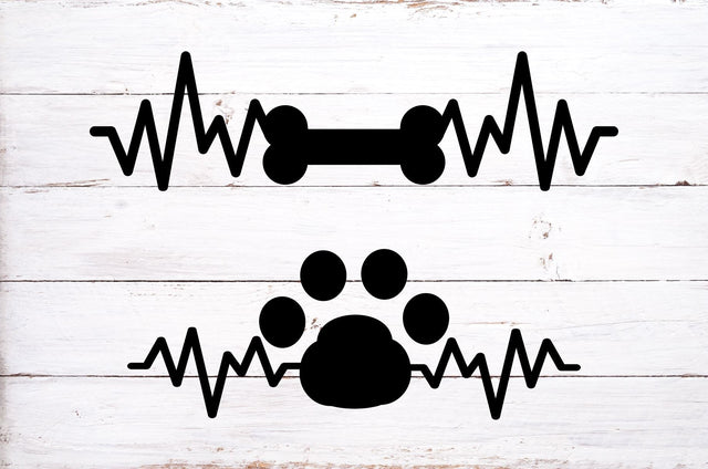 Dog Bone Dog Paw Heartbeat | Bone and Paw EKG SVG Ikonart Design Shop 