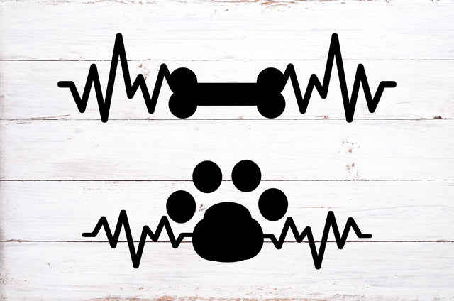 Dog Bone Dog Paw Heartbeat | Bone and Paw EKG SVG RedFoxDesignsUS 