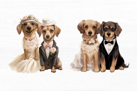 Dog Bride and Dog Groom Clipart Sublimation Regulrcrative 