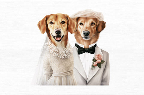 Dog Bride and Dog Groom Clipart Sublimation Regulrcrative 