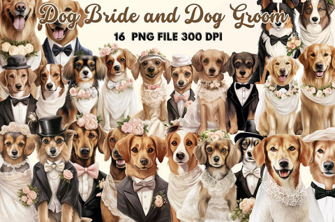 Dog Bride and Dog Groom Clipart Sublimation Regulrcrative 