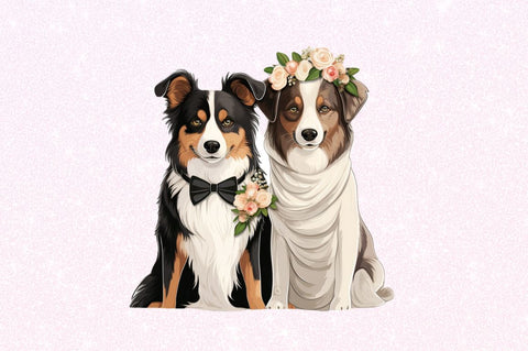 Dog Bride and Dog Groom Clipart Sublimation Regulrcrative 