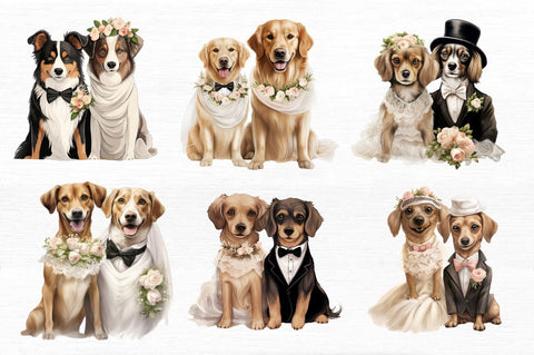 Dog Bride and Dog Groom Clipart Sublimation Regulrcrative 