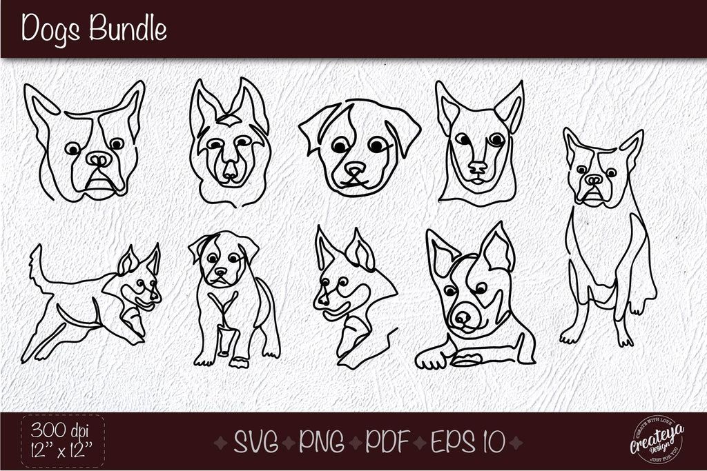 Dog bundle Svg, Dog outline SVG, dog breed line art, Hand drawn dog SVG ...