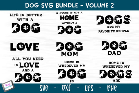 Dog Bundle Vol. 2 - Includes 9 Dog SVG Files SVG Stacy's Digital Designs 