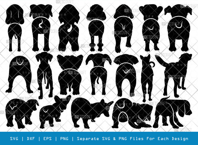 Dog Butt SVG, Dog Butt Silhouette, Dog Svg, Dog Lover Svg, Dog Shape Svg, Animal Svg, Puppy Svg, Pet Paw Svg, Dog Butt Bundle, SVG ETC Craft 