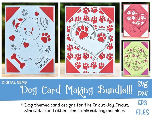 Dog card bundle. Works with the Cricut Joy! SVG Digital Gems 