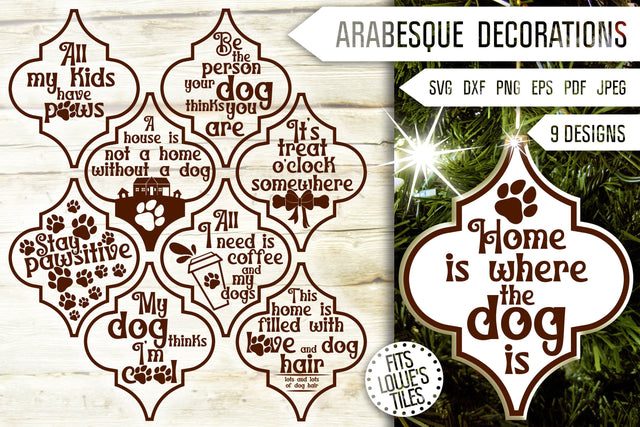 Dog Christmas Arabesque Ornament Svg Bundle. Arabesque Tile Svg. Arabesque Decorations Svg. Lowe's Tile Svg. Pet Animal Paw Dxf, Eps, Png, Pdf. Dog Owner SVG Mint And Beer Creations 