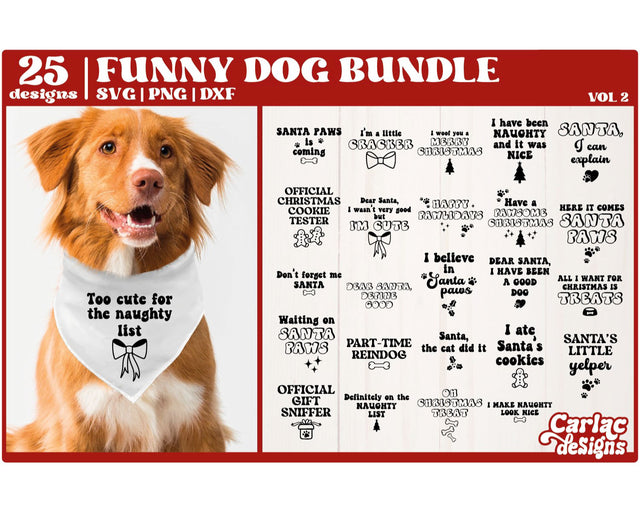 Dog Christmas Bandana SVG Bundle | Funny Dog Bandana SVG SVG Carla C Designs 