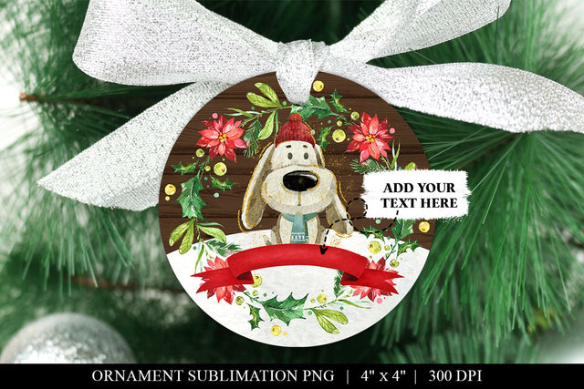Dog Christmas Ornament Design Template PNG Sublimation BijouBay 