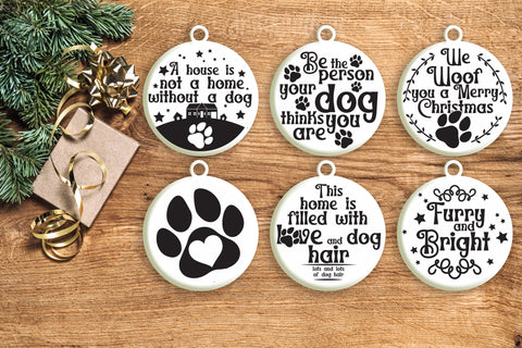 Dog Christmas Ornament Svg Bundle. Round Christmas Ornaments Svg. Merry Christmas Svg. Pet Animal Quotes, Sayings, Phrases Dxf Eps Png Pdf SVG Mint And Beer Creations 