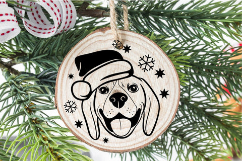 Dog Christmas Ornament SVG Dog Face Round Ornament SVG OrangeBrushStudio 